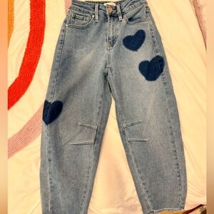 YMI Kids Denim Jeans with Navy Heart Patterns